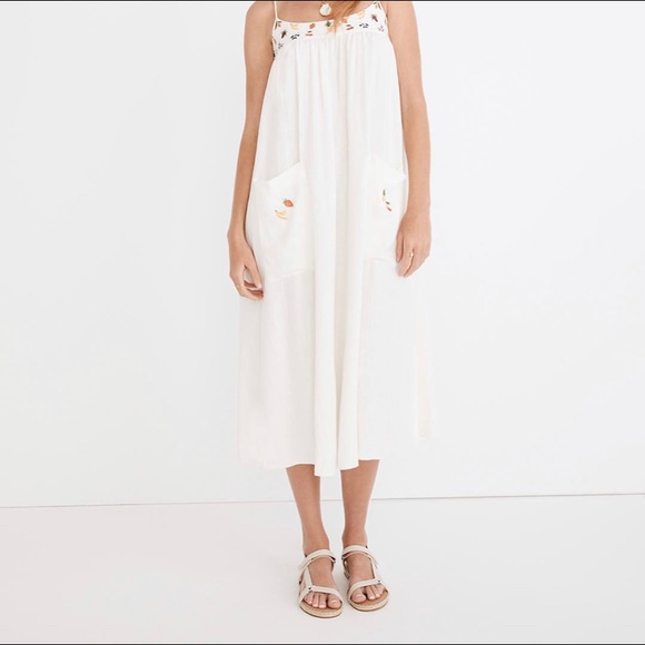 NWT Madewell linen embroidered midi dress - Picture 1 of 5
